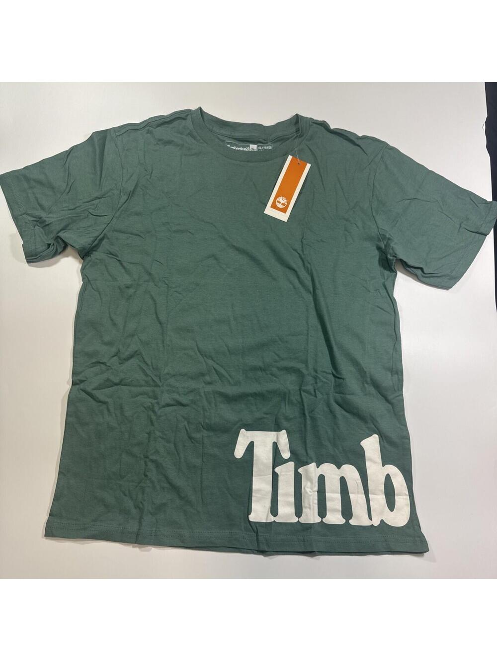 Timberland Shirt Boys Size X-Large 18/20 Sea Pine Green Tshirt Tee Logo